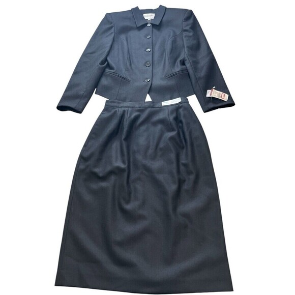 NEW Amanda Smith Suit Skirt Jacket 100% Wool Black Business Work Office Size 10 - Picture 10 of 12